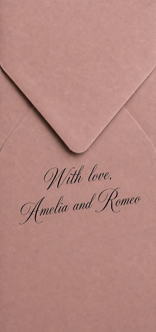 The Château Collection digital wedding invitation — dusty rose envelope with script calligraphy