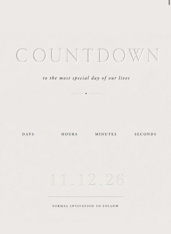 A live countdown to the wedding day on a digital invitation