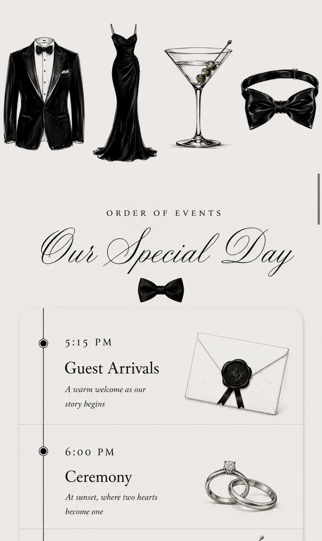 The order of events for the wedding day