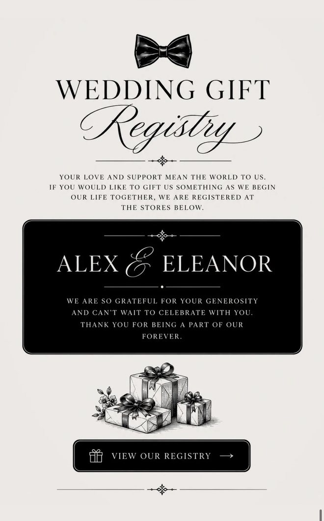 The wedding gift registry
