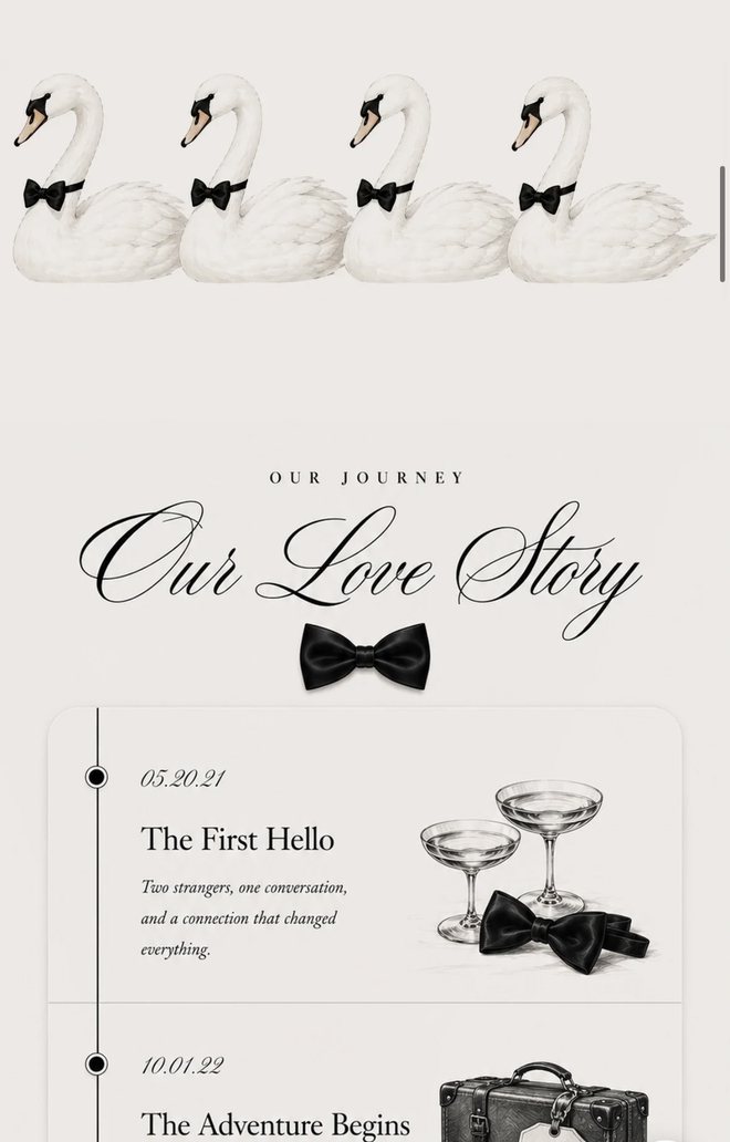 An illustrated timeline of the couple’s story
